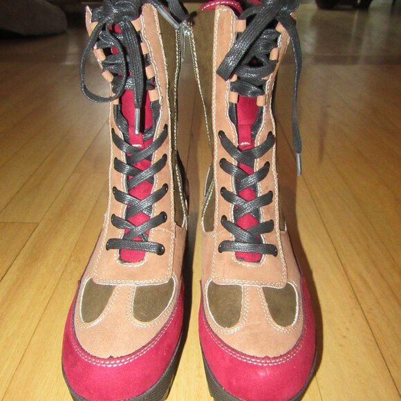 BAMBOO COLOR BLOCK BOOTS/PLATFORM/SIDE ZI/SIZE 8.5! - Picture 1 of 8